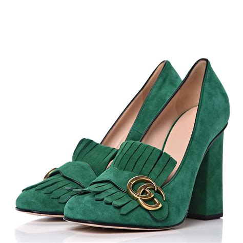 gucci suede high heeled loafers|Gucci fur loafers women's.